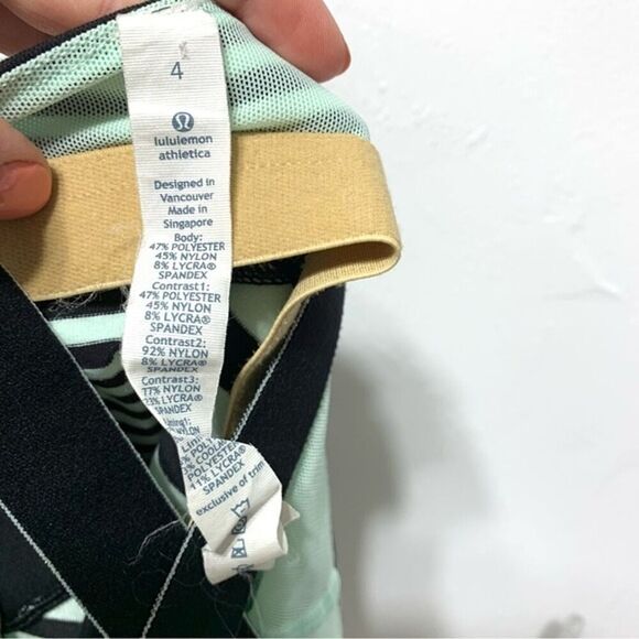 Lululemon Work It Out Tank Top sz 4 Scoop Neck Shelf Bra Black & Mint Athletic - Picture 5 of 5
